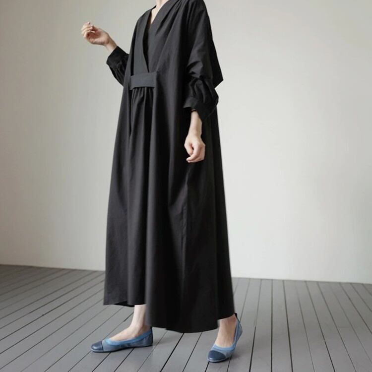 Long Sleeve V-Neck Dress【TR2884】
