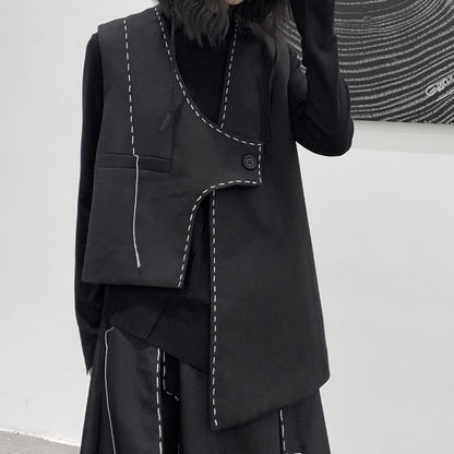 Asymmtry Stitch Vest【TR3241】
