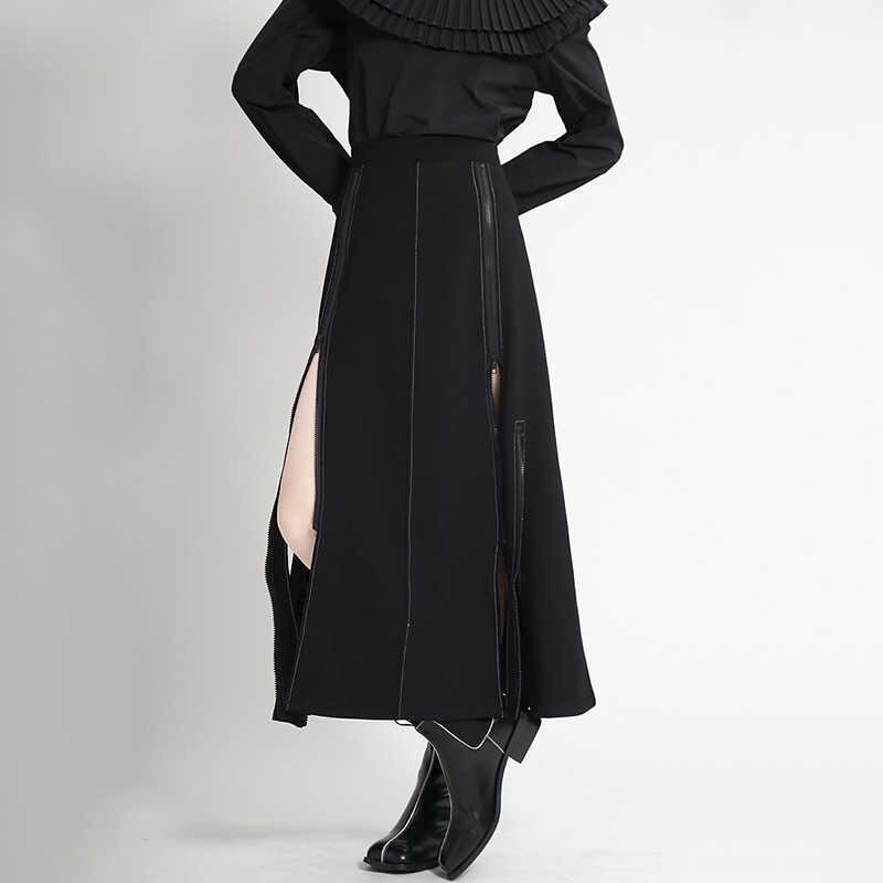 Long Nichi Fastener Skirt【TR1433】
