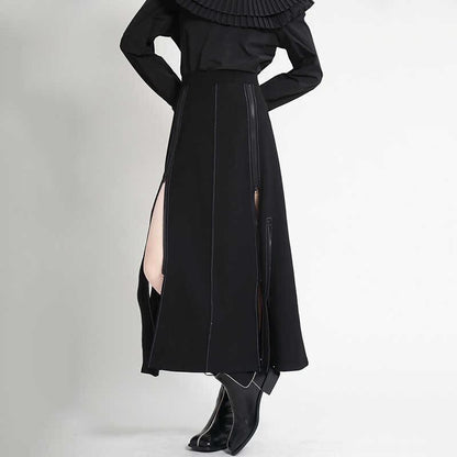 Long Nichi Fastener Skirt【TR1433】