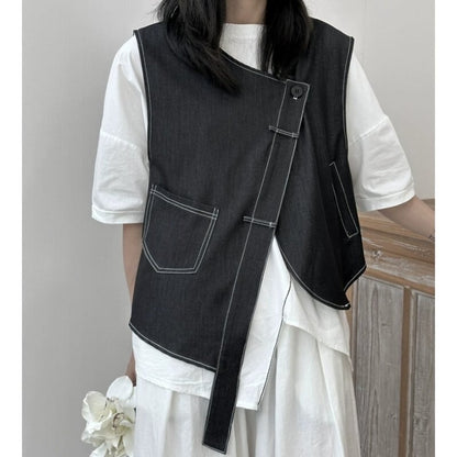 Asymmetry Stitch Vest【TR3238】