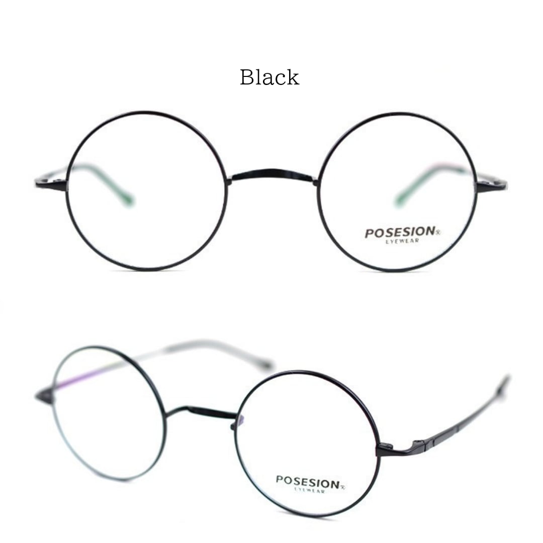 〈Titanium〉Vintage no nose Round Glasses【TR2570】