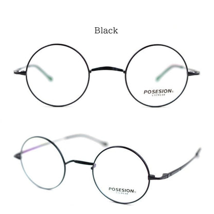 〈Titanium〉Vintage no nose Round Glasses【TR2570】