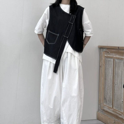 Asymmetry Stitch Vest【TR3238】