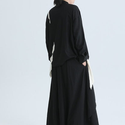 Ruffle Cut-Off Collared Shirt【TR3126】