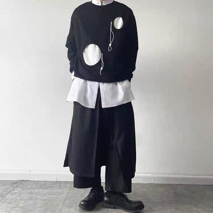 Contrast Cutout Long T-shirt【TR3345】