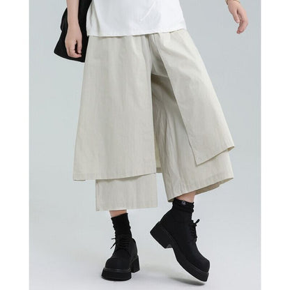 Wide Cropped Layered Pants【TR3221】