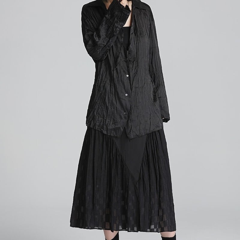 Crinkle Oversize Collared Shirt【TR3125】