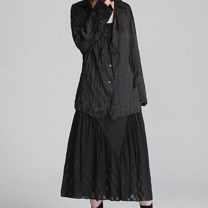 Crinkle Oversize Collared Shirt【TR3125】