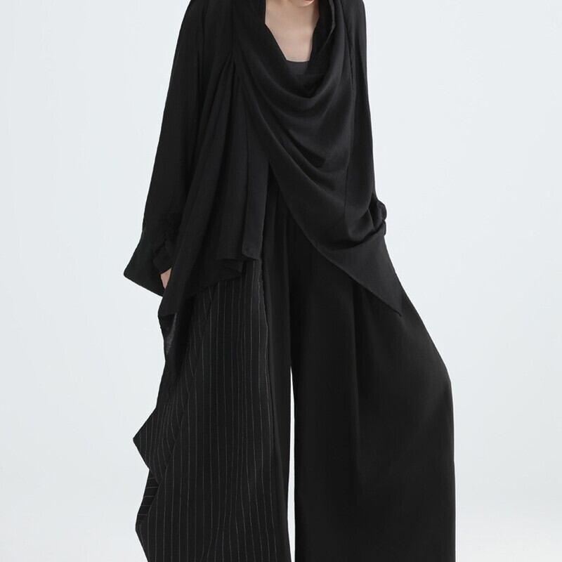 Asymmetry Drape Collared Shirt【TR3132】