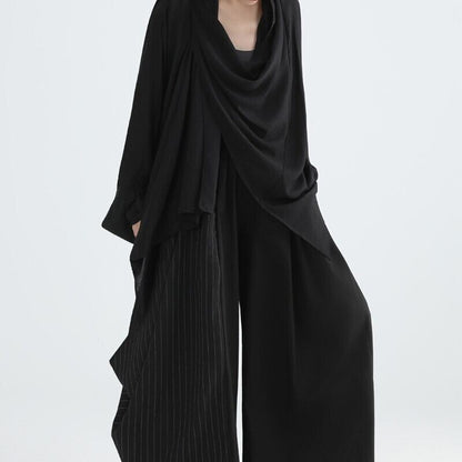 Asymmetry Drape Collared Shirt【TR3132】