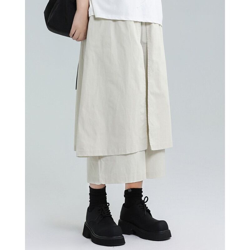 Wide Cropped Layered Pants【TR3221】
