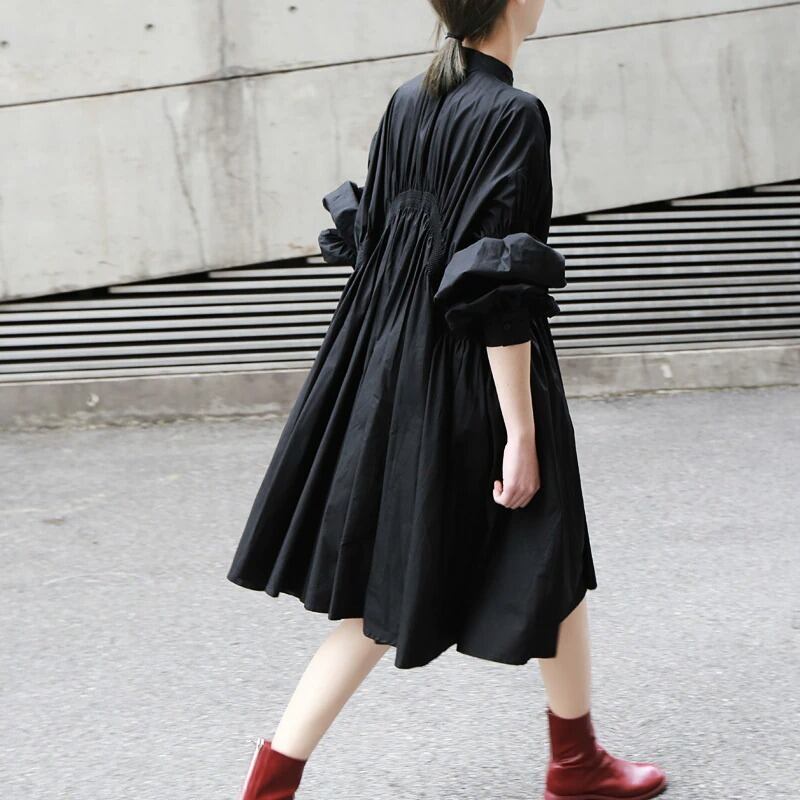 Asymmetrical Pleat  All-in-one Dress【TR1143】