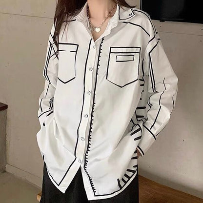 〈Unisex〉Graffiti Print Shirt【TR1037】