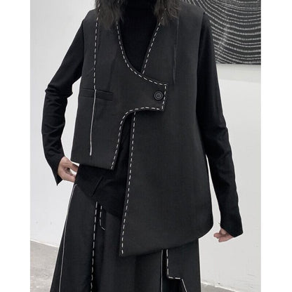 Asymmtry Stitch Vest【TR3241】