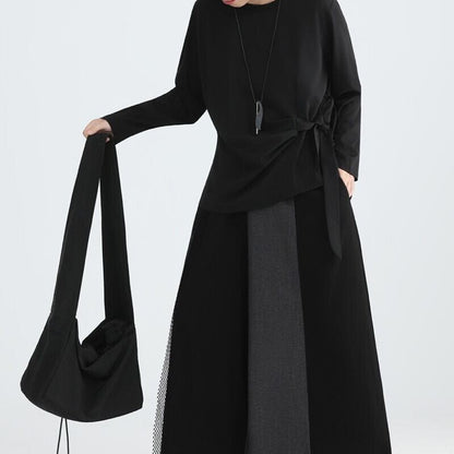 Side-Ribbon Loose T-Shirt【TR3144】