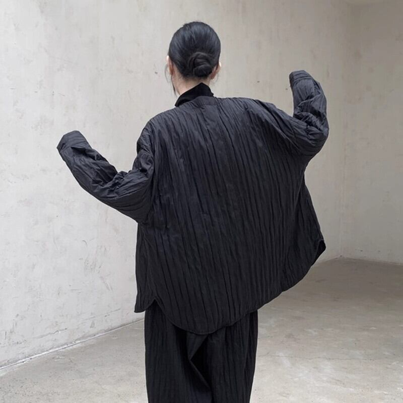 No-Collar Pleats Jacket【TR3101】