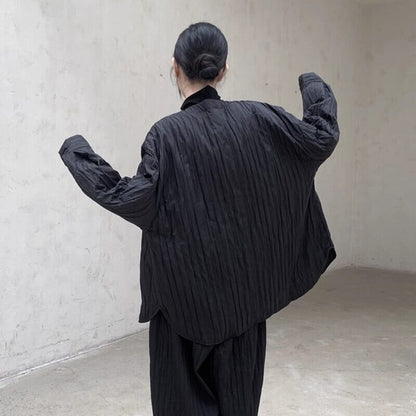 No-Collar Pleats Jacket【TR3101】