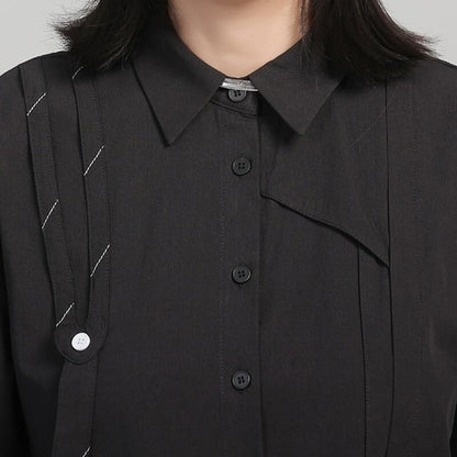 Patchwork Ribbon Collared Shirt【TR3130】