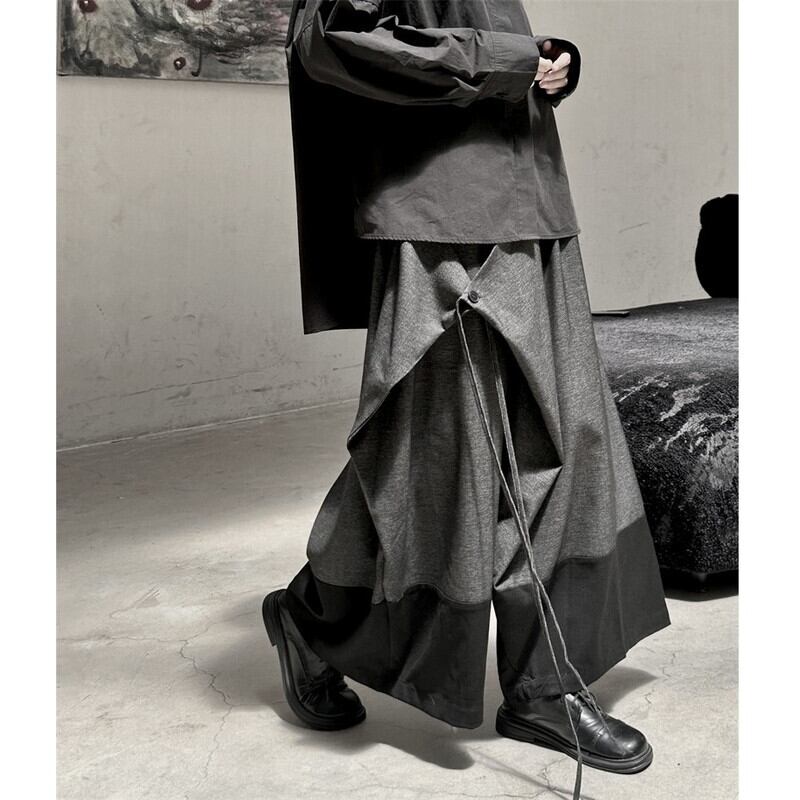 Patchwork Wide-Leg Pants【TR3201】
