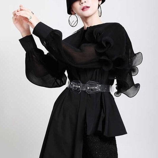 Asymmetrical Ruffle Blouse Shirt【TR1197】