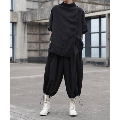 Asymmetric Button T-Shirt【TR3333】