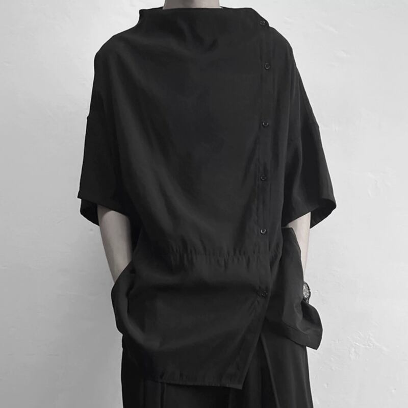 Asymmetric Button T-Shirt【TR3333】