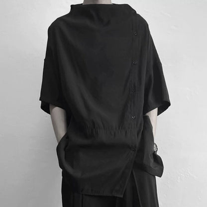 Asymmetric Button T-Shirt【TR3333】