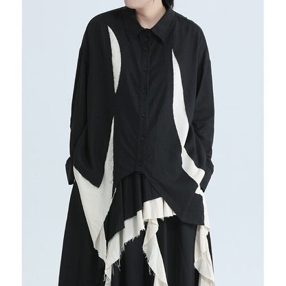 Ruffle Cut-Off Collared Shirt【TR3126】