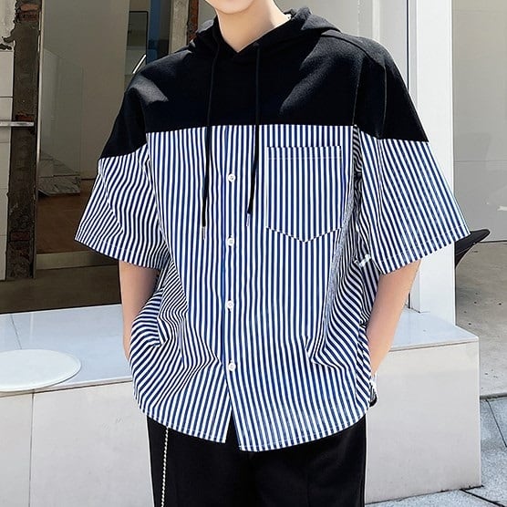 Hood Docking Stripe Shirt【TR1414】