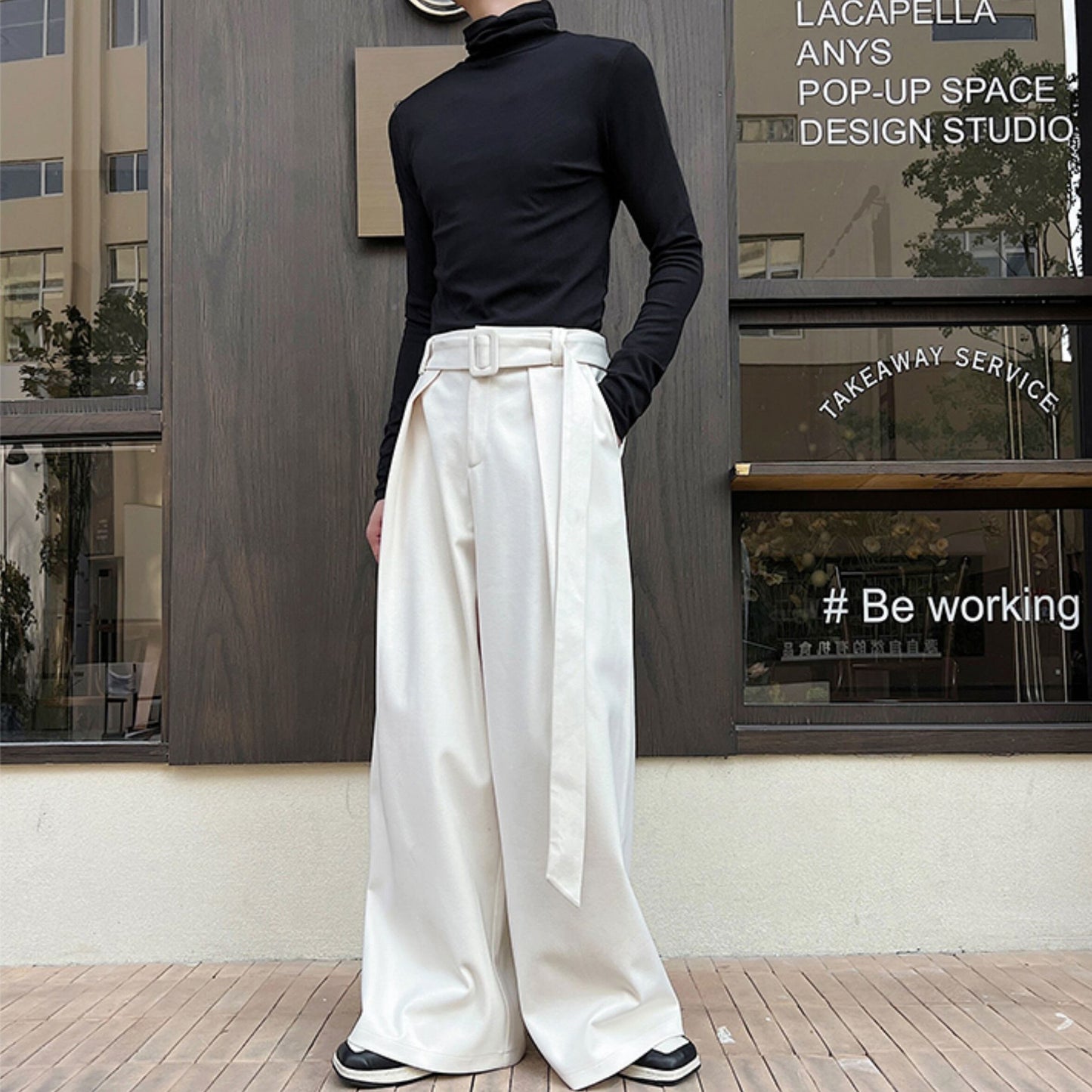 Design Tuck Belted Wide Pants【TR3315】