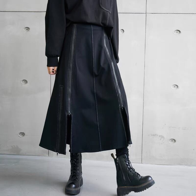Long Nichi Fastener Skirt【TR1433】