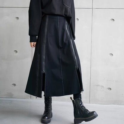 Long Nichi Fastener Skirt【TR1433】