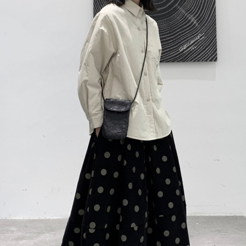 Quilting Wrinkled Collared Shirt【TR3106】