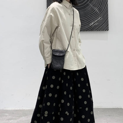Quilting Wrinkled Collared Shirt【TR3106】