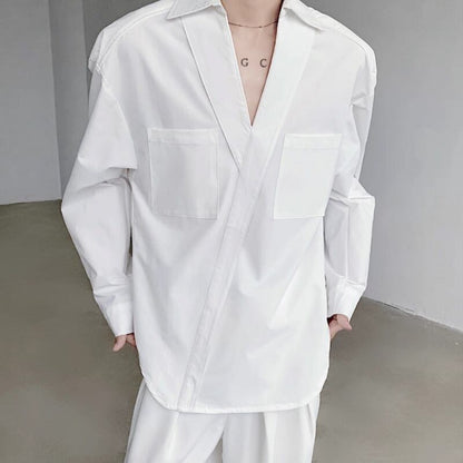 Deep V Pocket Collared Shirt【TR3359】