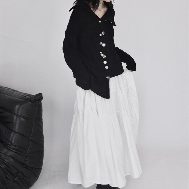 Asymmetry Off-Turtle Knit Jacket【TR3268】