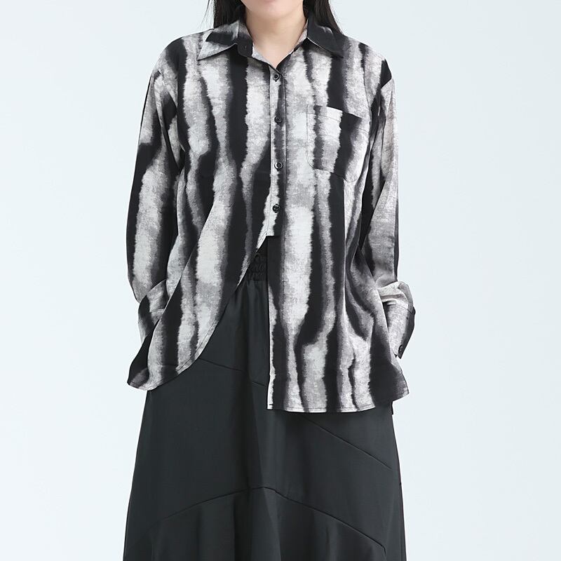 Water-Color Stripe Collared Shirt【TR3133】