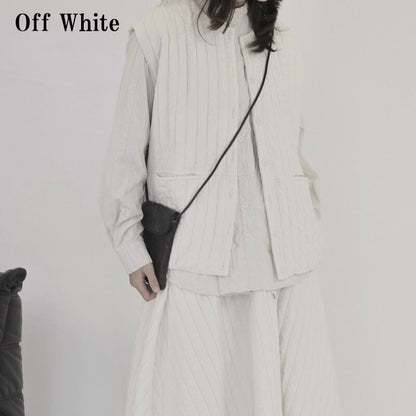 Loose Stripe Simple Vest【TR3243】