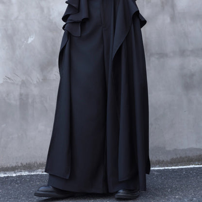 Drape Ribbon Straight Wide Pants【TR3307】