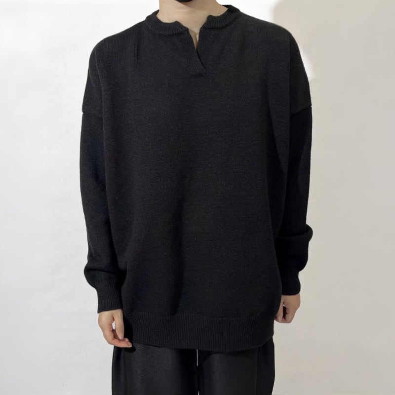 Split Neck Knit T-shirt【TR3360】