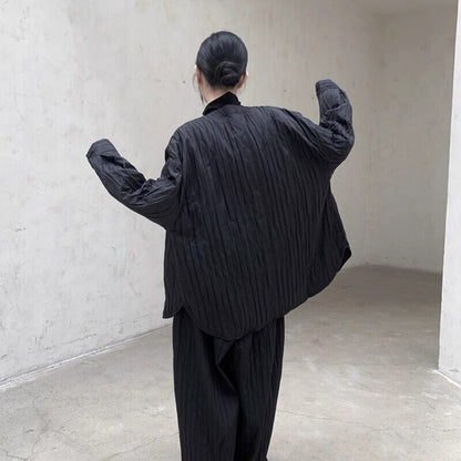 Pleats No-Collar Jacket【TR3244】