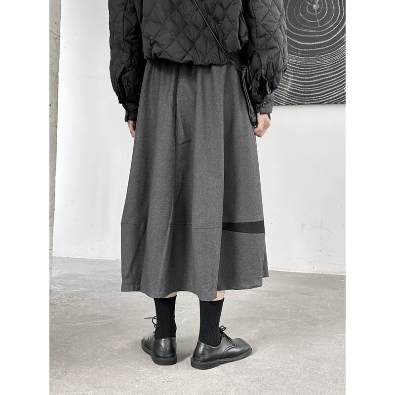 Bi-Color High-Waist Flare Skirt【TR3175】