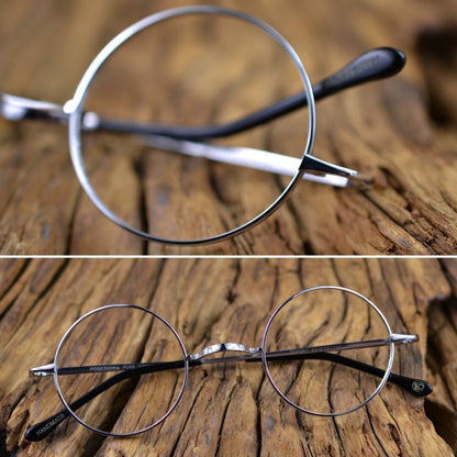 〈Titanium〉Vintage no nose Round Glasses【TR2570】