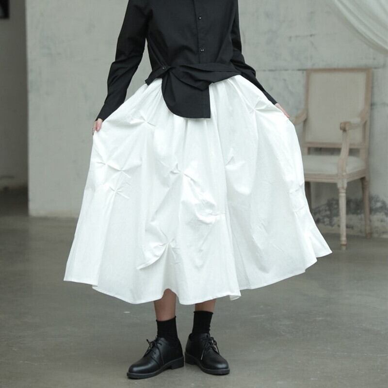 Asymmetry Gather Flare Skirt【TR3168】
