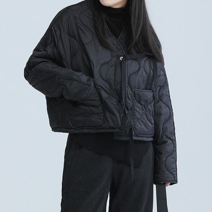 Embossed Ribbon No-Collar Jacket【TR3258】