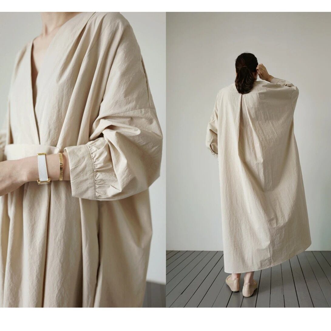 Long Sleeve V-Neck Dress【TR2884】