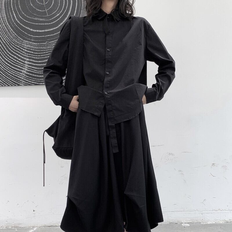 Arrange Asymemtry Collared Shirt【TR3104】