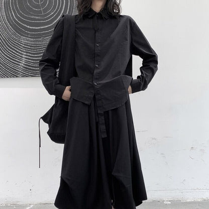 Arrange Asymemtry Collared Shirt【TR3104】