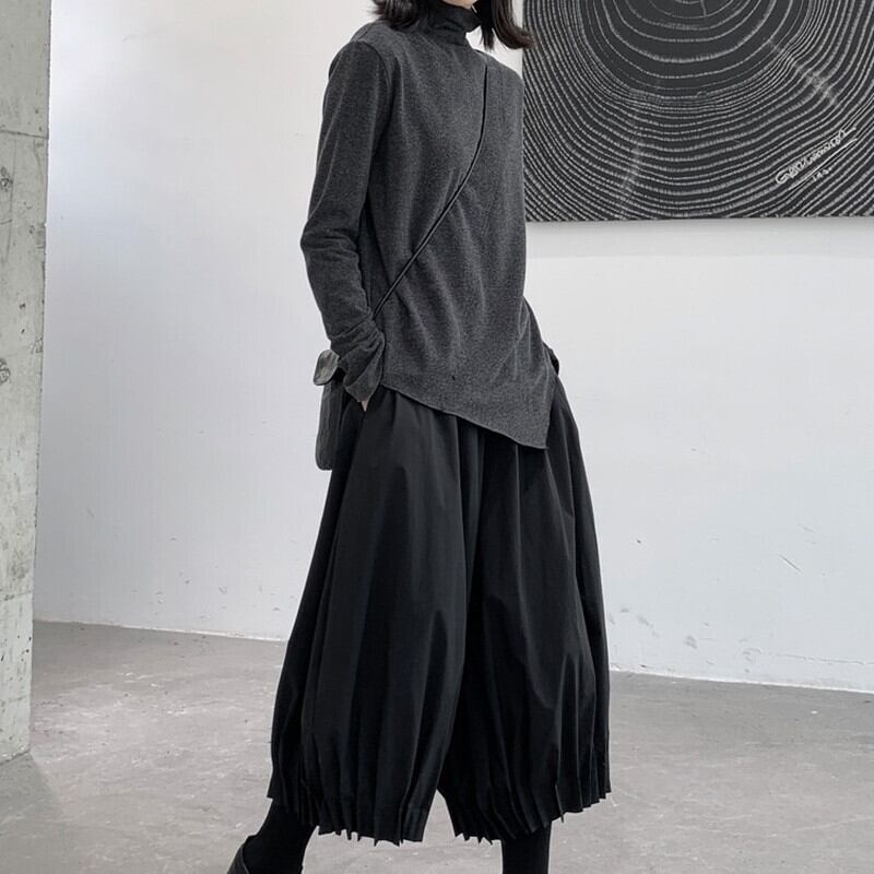 Asymmetry High-Neck T-Shirt【TR3138】